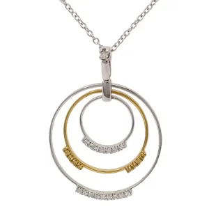 three yellow and white gold and yellow and white diamonds in a three-nested-circles pendant