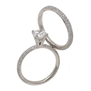 semi mount with round center stone and small round diamonds on the shank and on the band