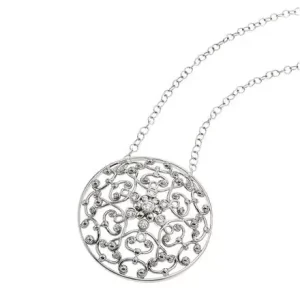 round lace work pendant studded with CZs