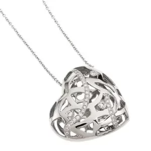 open weave 3-d heart studded with CZs