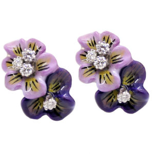 Enamel Purple Flower Earring