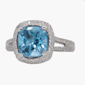 Blue Topaz and Diamond Ring