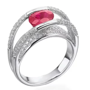 oval rub in an east-west tension setting with shank accented in diamonds