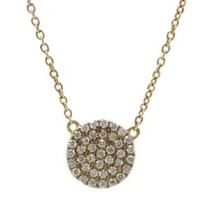 yellow gold medallion with 4 concentric circles of round diamonds