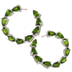 Sterling Silver Green Gemstone Post Earrings