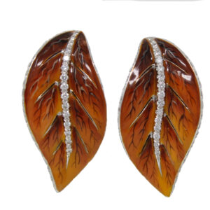 Enamel Leaf Earrings