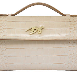 Crocodile Embossed  Leather Handbag (Nocciola Sfumato)