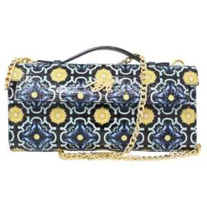 Convertible Crocodile Embossed Printed Leather Handbag (Maiolica Blue)