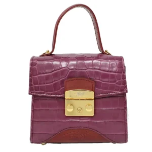 Convertible Crocodile Embossed Leather Bag (Bordo)