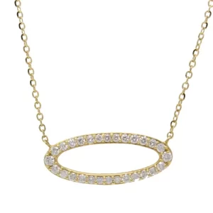 round diamonds set in an open oval shape attached to a chain