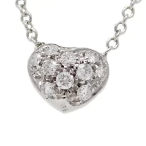 diamond cluster set in a small heart shape and attached to a white gold chain