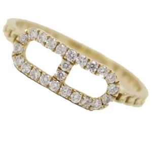 dainty ring with 24 round diamonds set in a buckle shape