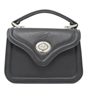 Textured  Leather Handbag (Dark Navy)