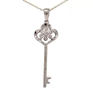 sterling silver skeleton key with CZs in the bow