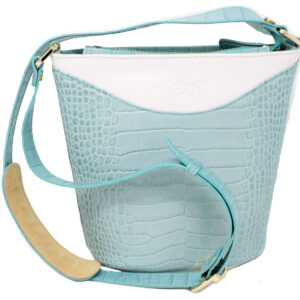 Crocodile Embossed Leather Crossbody Bag (Turquoise)