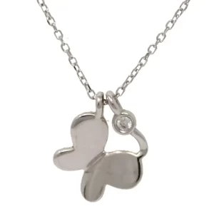 dainty pendant with butterfly and one bezel set diamond