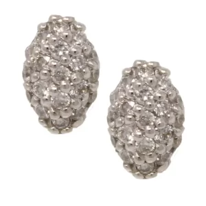 post earrings in an oval-shaped diamonds cluster
