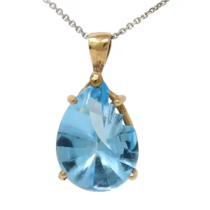 fancy cut grooved pear blue topaz pendant