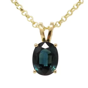 oval teal sapphire pendant