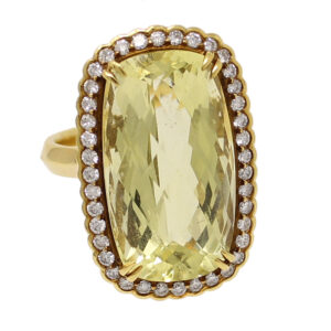 Green Quartz and Diamond Ring