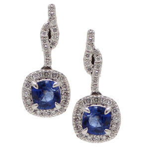 Dainty Sapphire and Diamond Dangle Earrings