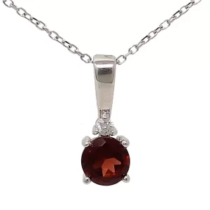 round red garnet with small diamond accent pendant