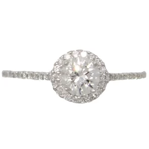 Diamond with Diamonds Halo in a Dainty Ring