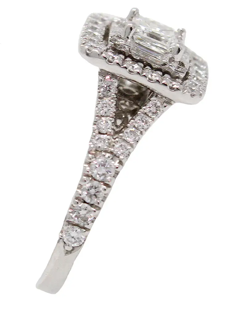 Vintage Style Princess Diamond with Diamonds in Double Halos - Image 3