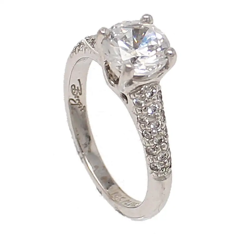 semi-mount with accent diamonds on the shank; ready for a 1-carat round stone