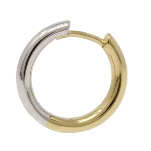 half yellow and half white gold hoop earring