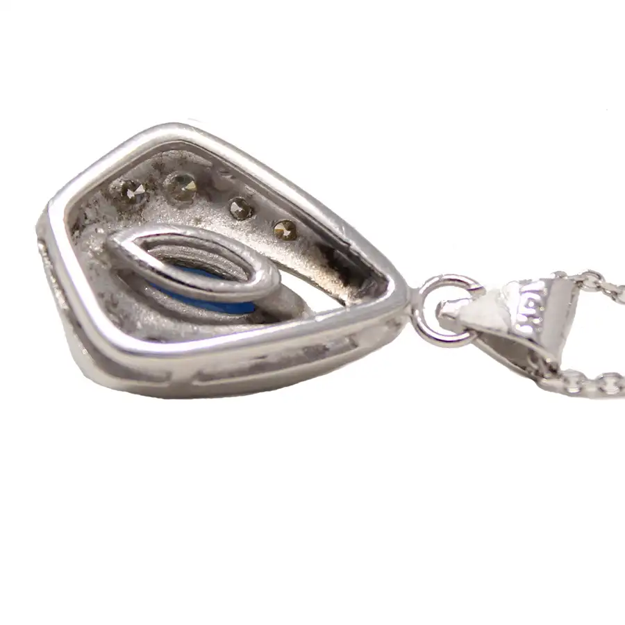 Pear-Shaped Necklace with Marquis Sapphire and Diamond Halo - Image 3