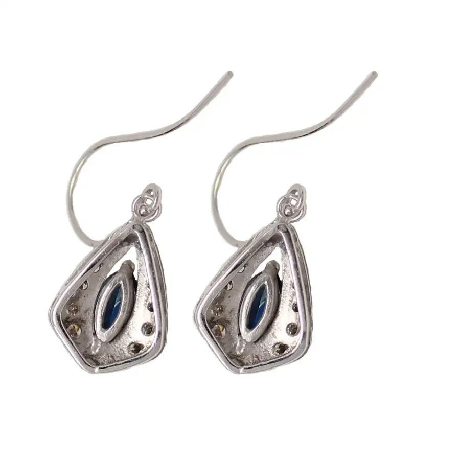 Pear-Shaped Earrings with Marquis Sapphires with Diamond Halos - Image 2