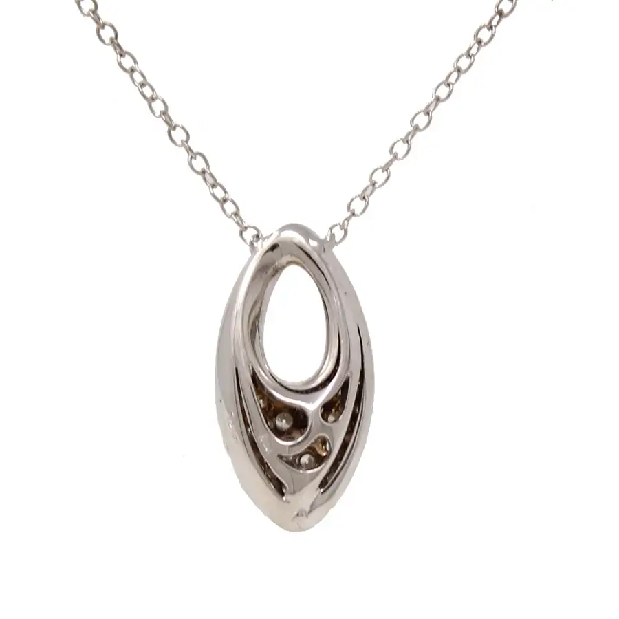 Two-Color Diamond Cluster Almond-Shaped Necklace - Image 2